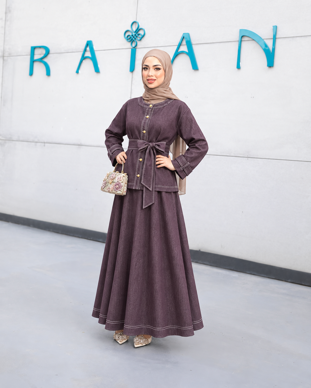 Product photo of Mauve Denim Skirt Set from Lameral