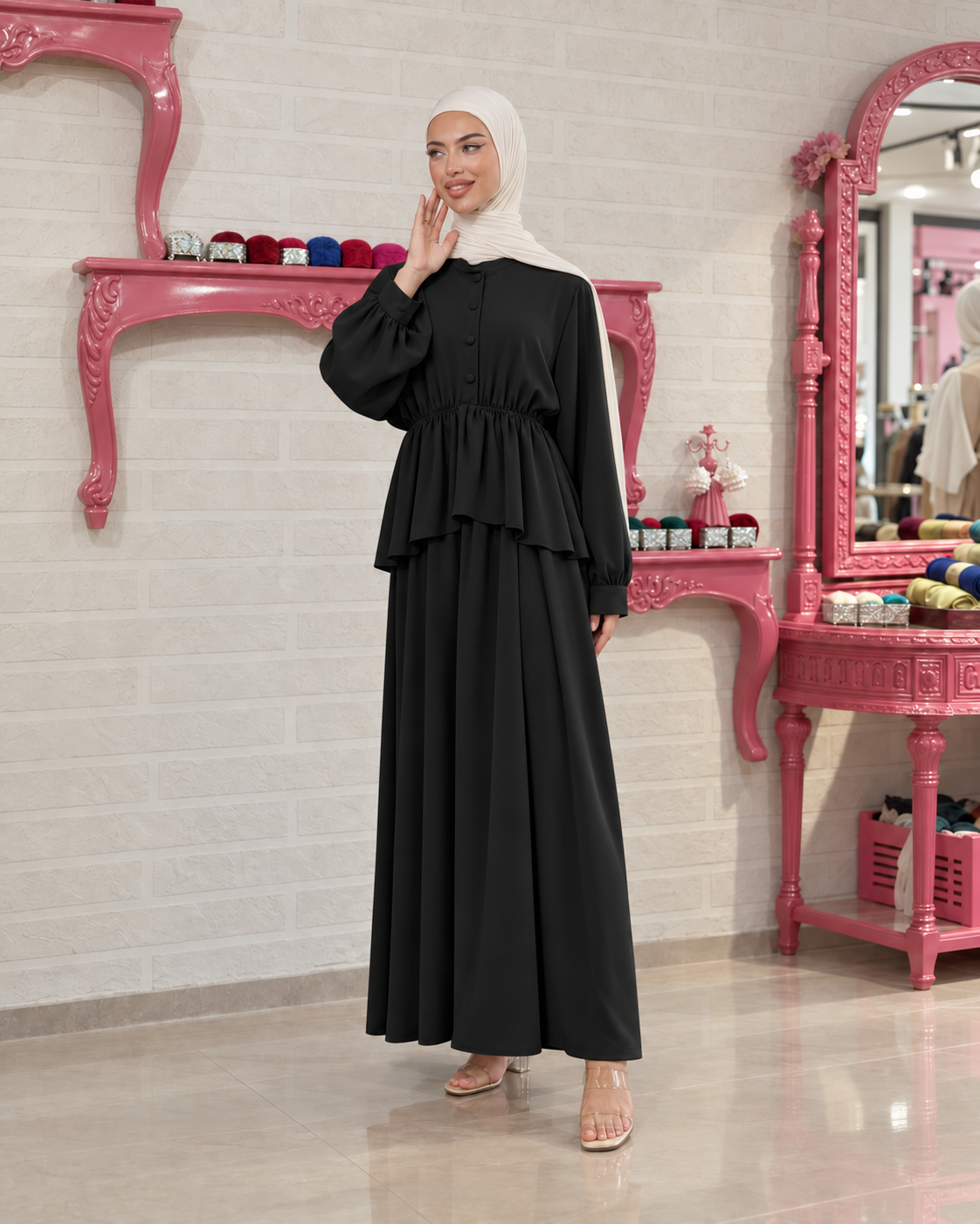 Product photo of Noir Peplum Maxi Dress from Lameral