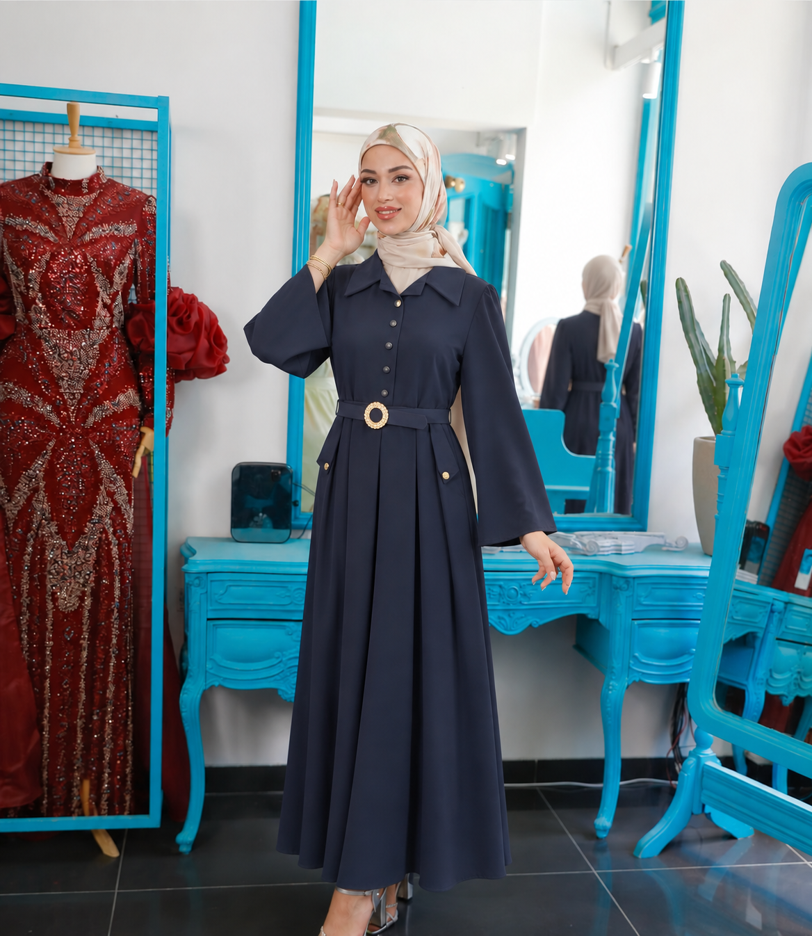 Product photo of Golden Buckle Button Dress from Lameral