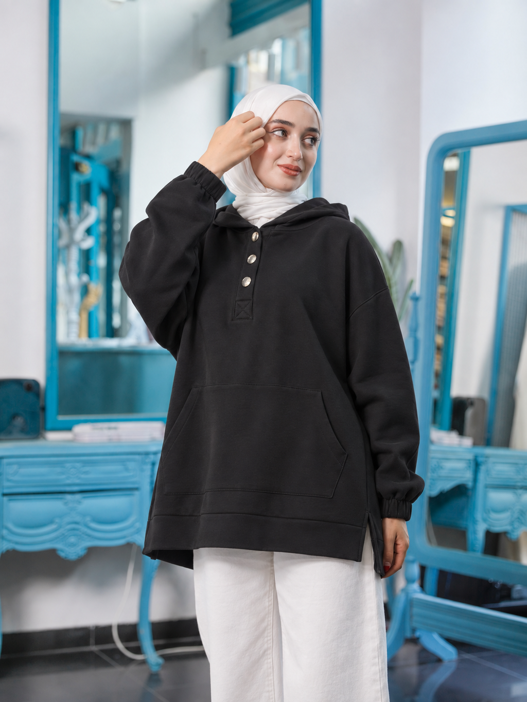 Product photo of Button Detail Hoodie from Lameral