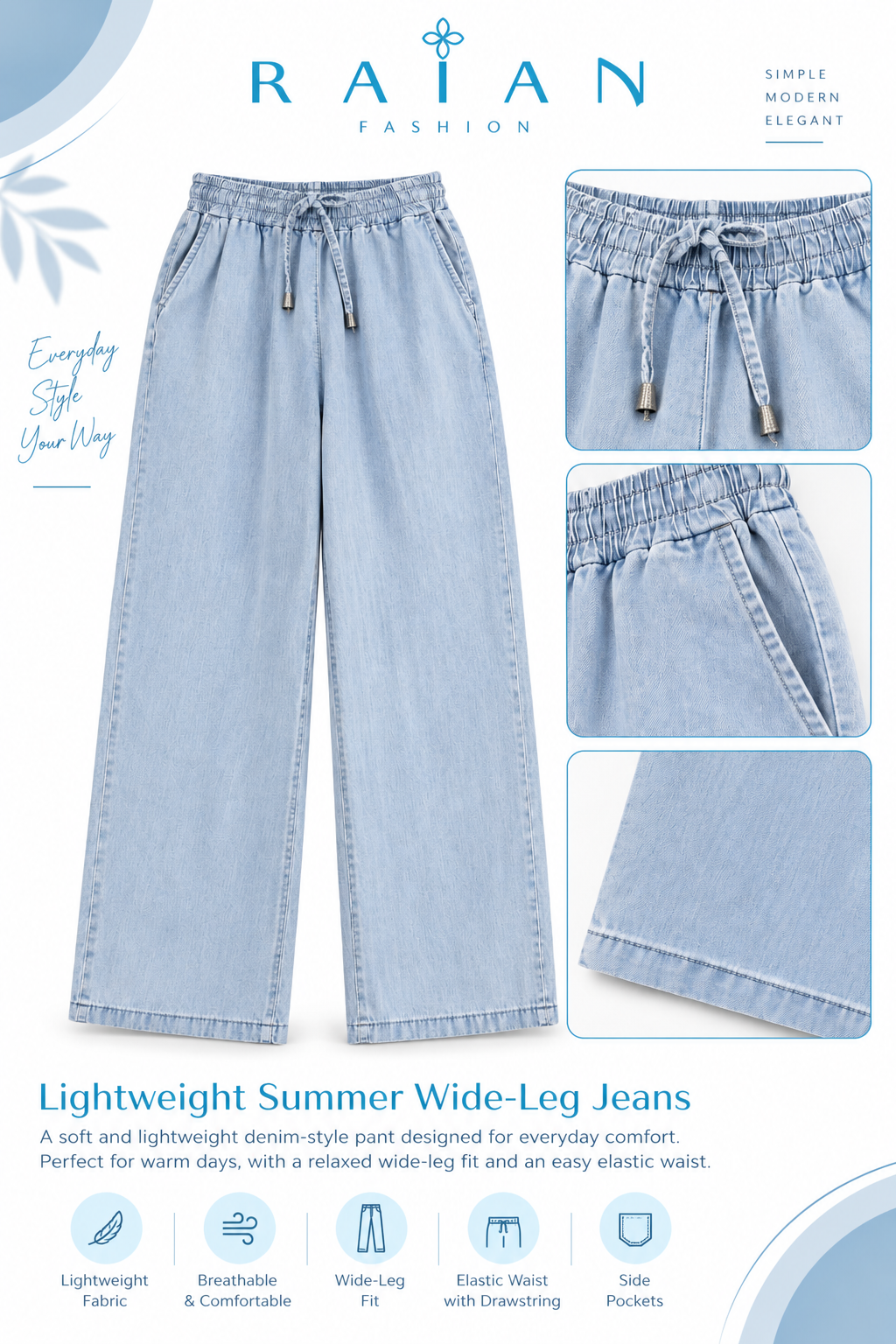Product photo of Lightweight Summer Wide-Leg Jeans from Lameral