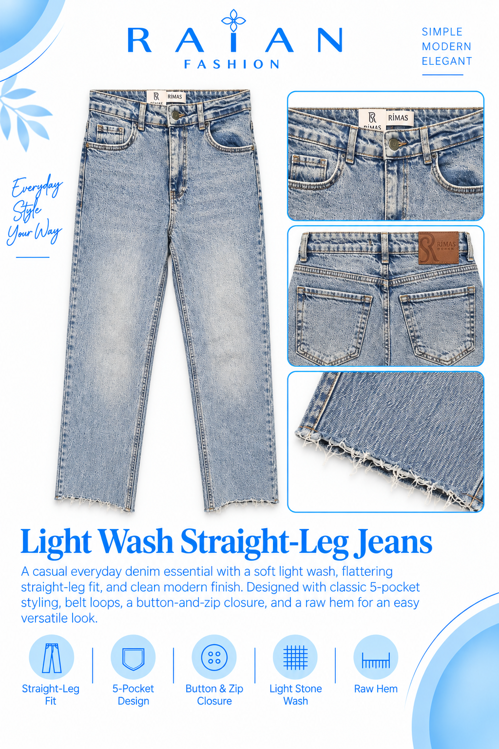 Product photo of Light Wash Jeans from Lameral