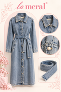 Product photo of Light Wash Belted Denim Dress from Lameral