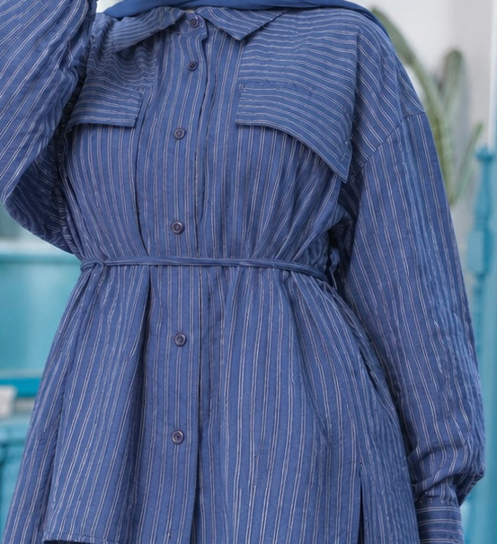 Close-up of Blue Striped Chemise, cropped directly from the original product photo.
