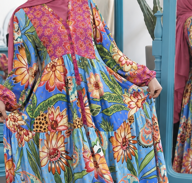 Close-up of Botanical Bloom Maxi Dress, cropped directly from the original product photo.