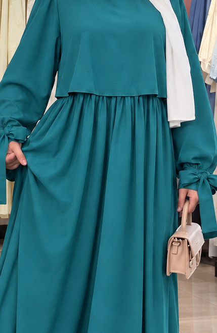 Close-up of Bow Cuff Maxi Dress, cropped directly from the original product photo.