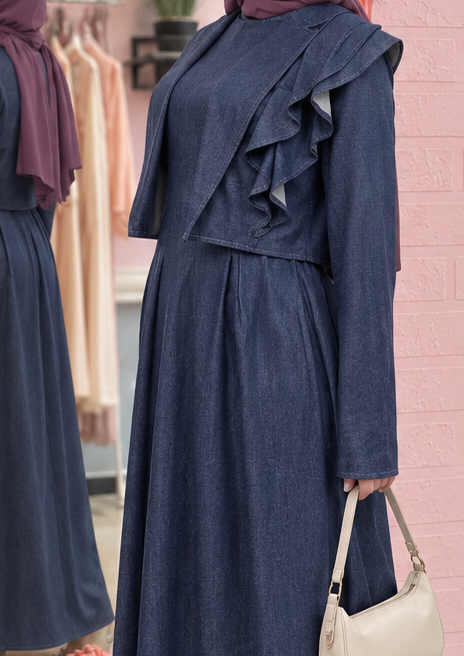 Close-up of Cascade Denim Dress, cropped directly from the original product photo.