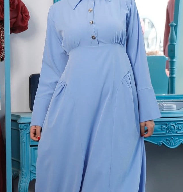 Close-up of Collared Waist-Tie Casual Dress, cropped directly from the original product photo.
