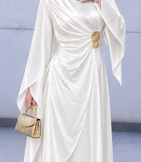 Close-up of Ivory Drape Dress, cropped directly from the original product photo.