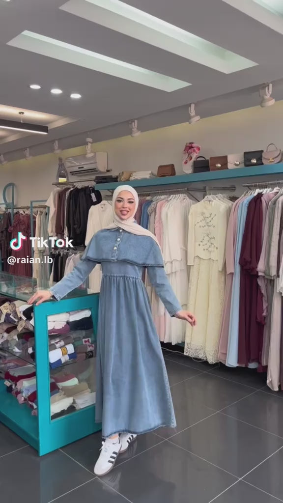 Product video of Cape Collar Denim Dress from Lameral